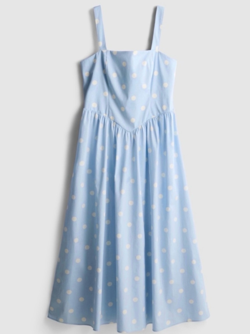 Primark Light Blue Polka Dot Square-Neck Midi Dress Corset Top
